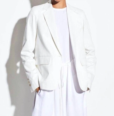 Shop Vince Cotton And Linen Blazer In Off White