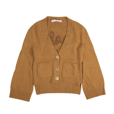 Shop Off-white Camel Twin Set Cardigan In Brown