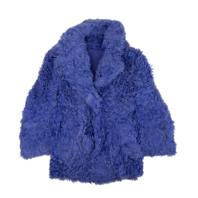 Shop Off-white Blue Shearling Fur Coat