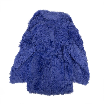 Shop Off-white Blue Shearling Fur Coat