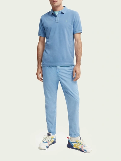Scotch & Soda Fave Garment-dyed Organic Chino In Blue