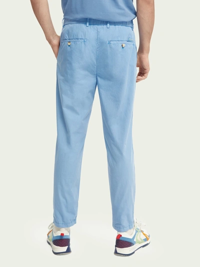 Scotch & Soda Fave Garment-dyed Organic Chino In Blue