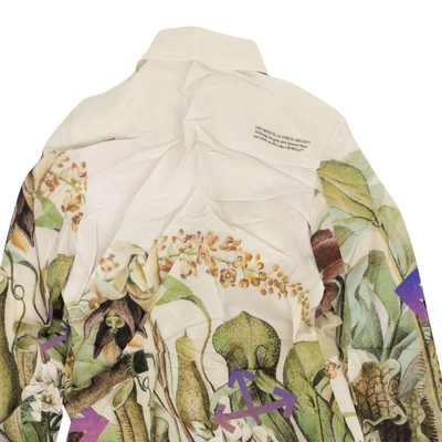 Shop Off-white Multi Botanical Silk Shirt Dress