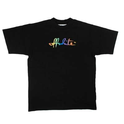 Shop Off-white Black Rainbow Script Logo T-shirt