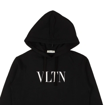 Shop Valentino Black Vltn Logo Pullover Hoodie