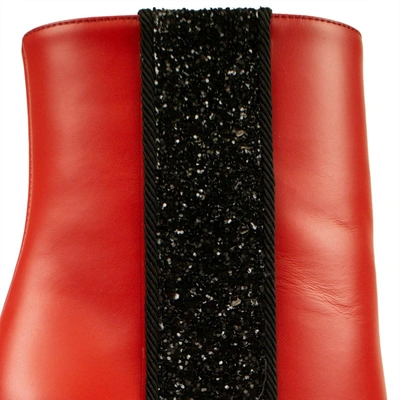 Shop Amiri Red And Black Glitter Stripe Round Toe Boot