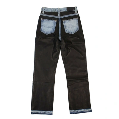 Amiri Women's Black Leather And Denim Straight Jeans In Black