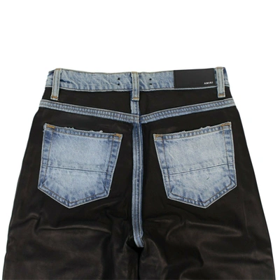 Amiri Women's Black Leather And Denim Straight Jeans In Black