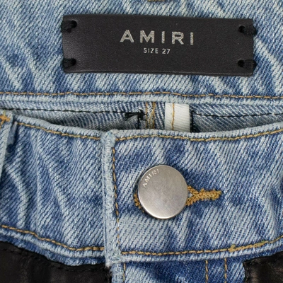 Amiri Women's Black Leather And Denim Straight Jeans In Black