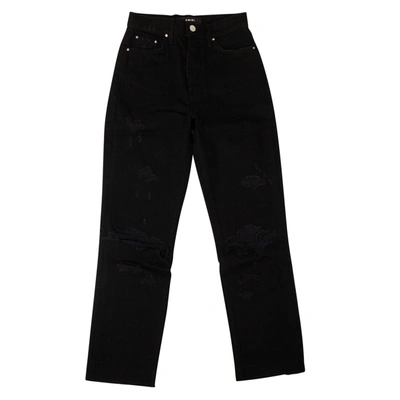 Shop Amiri Women's Black Thrasher Crop Straight Jeans