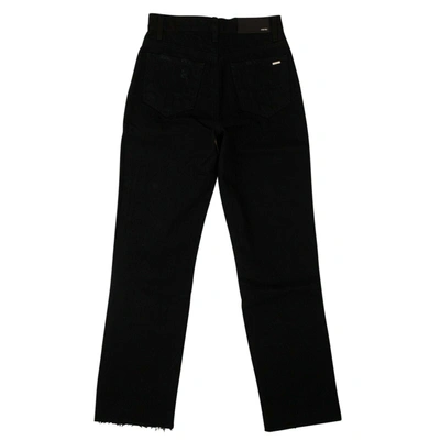 Shop Amiri Women's Black Thrasher Crop Straight Jeans