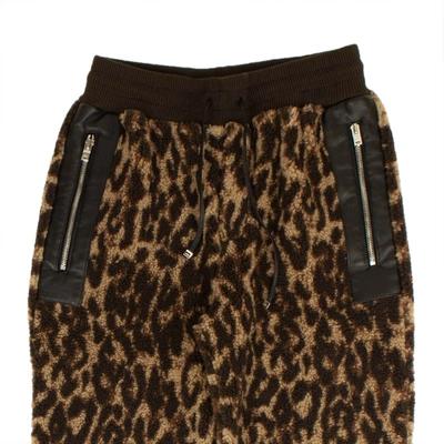 Shop Amiri Brown Leopard Print Fleece Sherpa Pants