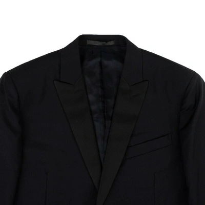 Shop Valentino Navy Rever Raso Suit In Blue