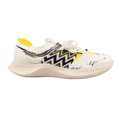 Shop Missoni White And Black Acbc Fly Knit Chevron Low Top Sneakers