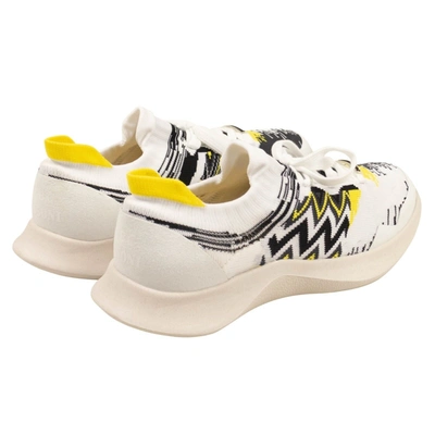 Shop Missoni White And Black Acbc Fly Knit Chevron Low Top Sneakers
