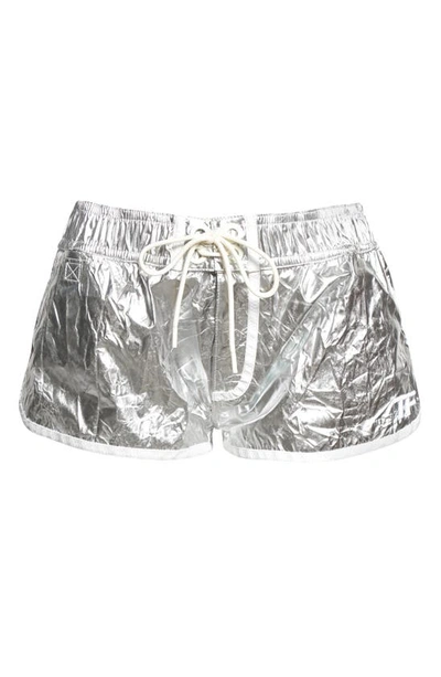 Shop Tom Ford Metallic Crinkle Running Shorts In Silver