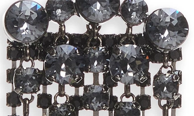 Shop Valentino Rockstud Crystal Waterfall Pendant Earrings In Black Ruthenium Crystal Silver
