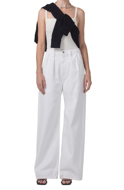 Shop Citizens Of Humanity Maritzy Pleated High Waist Wide Leg Organic Cotton Trouser Jeans In Prism