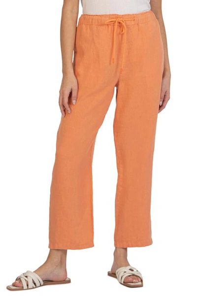 Shop Kut From The Kloth Haisley Linen Ankle Drawstring Pants In Terracotta