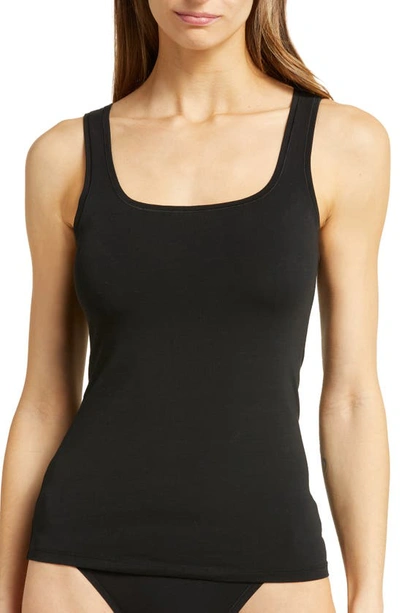 Shop Wacoal Square Neck Cotton Tank In Black