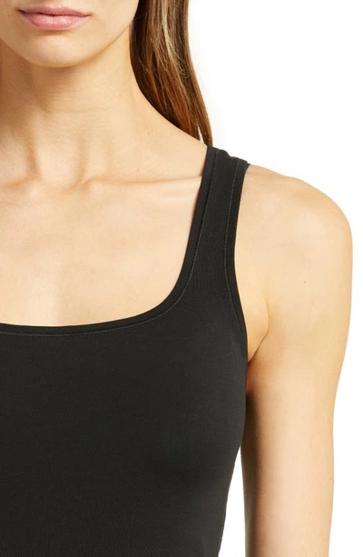 Shop Wacoal Square Neck Cotton Tank In Black