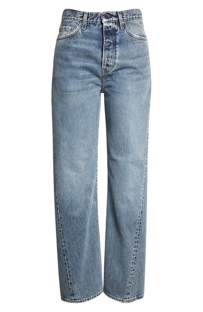 Shop Totême Twisted Seam High Waist Straight Leg Jeans In Worn Blue 485