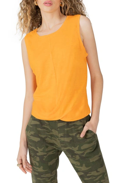 Shop Sanctuary Twisted Cotton Blend Slub Jersey Tank In Orange Sky