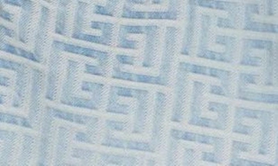 Shop Balmain Monogram Jacquard High Waist Denim Shorts In Blue