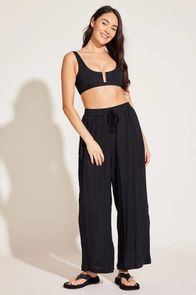 Shop Vitamin A Costa Pant In Black Organic Crinkle Cotton