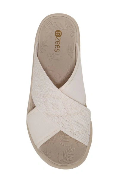 Shop Bzees Crisscross Wedge Sandal In Eggnog Engineered Knit