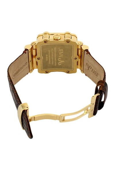 Shop Jbw Phantom Leather Strap Diamond Chronograph Watch, 46mm In Gold