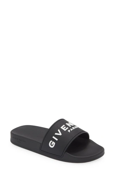 Shop Givenchy Logo Slide Sandal In Black