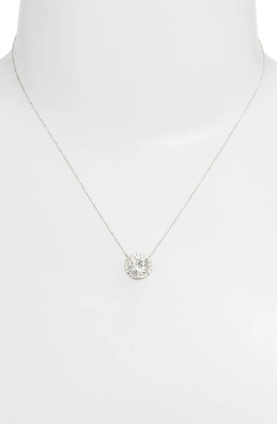 Shop Lightbox 2-carat Lab Grown Diamond Halo Pendant Necklace In White/ 14k White Gold