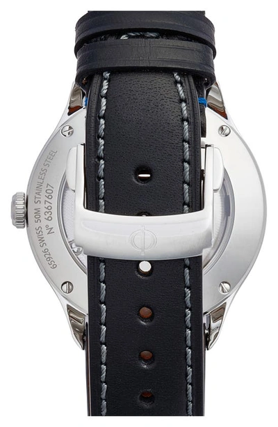 Shop Baume & Mercier Clifton Baumatic Leather Strap Watch, 40mm In Gradient Blue