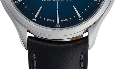 Shop Baume & Mercier Clifton Baumatic Leather Strap Watch, 40mm In Gradient Blue