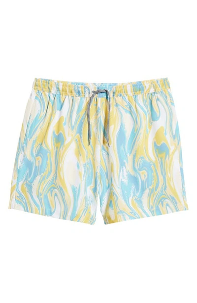 Shop Open Edit Recycled Volley Swim Trunks In White Iridescent Dye