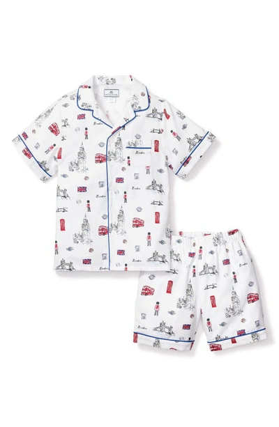 Shop Petite Plume Kids' London Is Calling Two-piece Short Pajamas In White