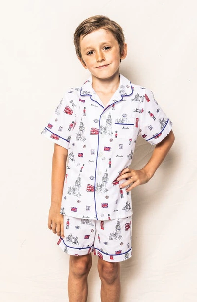 Shop Petite Plume Kids' London Is Calling Two-piece Short Pajamas In White