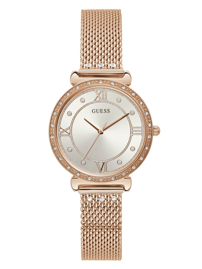 Shop Guess Factory Jewel Rose Gold-tone Watch In White