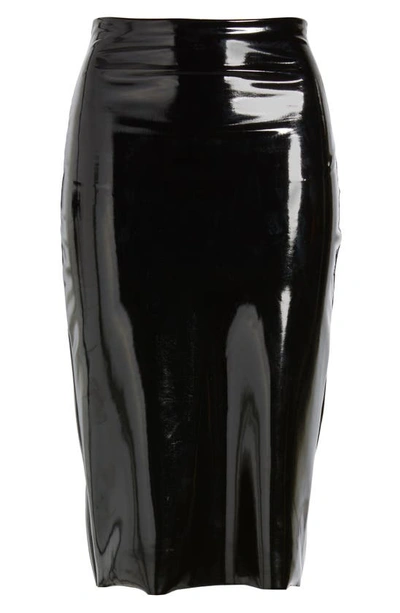 Shop Commando Faux Patent Leather Midi Skirt In Black