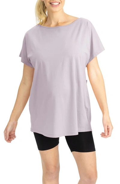 Shop Angel Maternity Tie Front Reversible Maternity T-shirt In Mauve