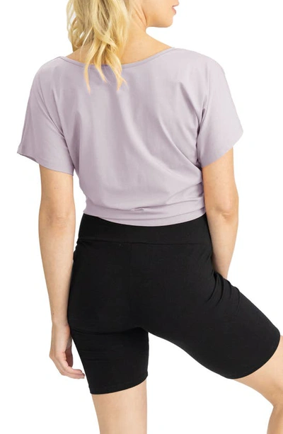 Shop Angel Maternity Tie Front Reversible Maternity T-shirt In Mauve