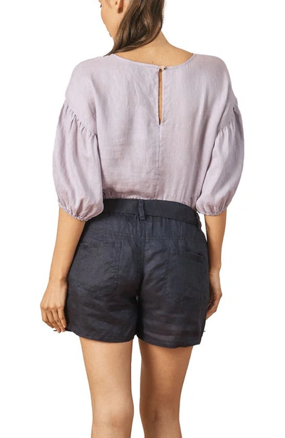 Shop Angel Maternity Tie Waist Linen Maternity Shorts In Navy