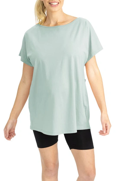 Shop Angel Maternity Tie Front Convertible Maternity T-shirt In Sage