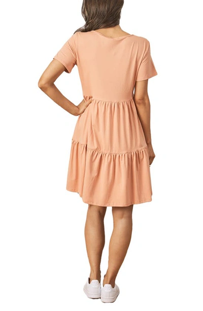 Shop Angel Maternity Tiered Maternity/nursing Dress In Apricot