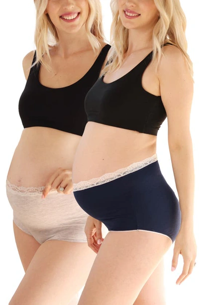Shop Angel Maternity Assorted 2-pack Maternity Briefs In Navy/ Grey