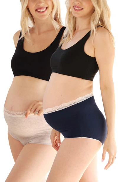 Angel Maternity Assorted 2-pack Maternity Briefs In Navy/ Grey