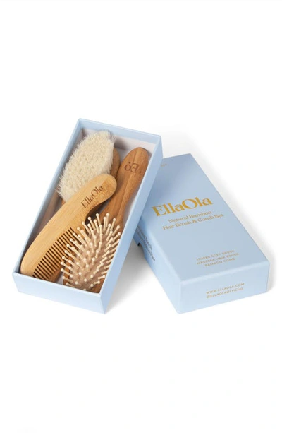 Shop Ellaola 3-piece Bamboo Brush & Comb Set In Light Brown