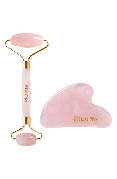 Shop Ellaola Rose Quartz Facial Set In Light Pink