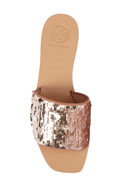 Shop Tory Burch Carter Sequin Slide Sandal In Rose Gold/ Perfect Blush